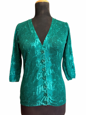 Ricki's Green V-Neck Button Cardigan, Size M